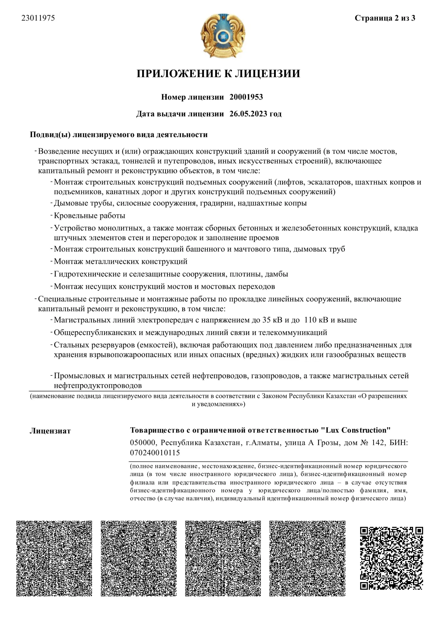 Приложение к лицензии - страница 2